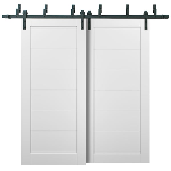 Sartodoors Barn Bypass Interior Door, 56" x 80", White QUADRO4115BBB-WS-56 - main